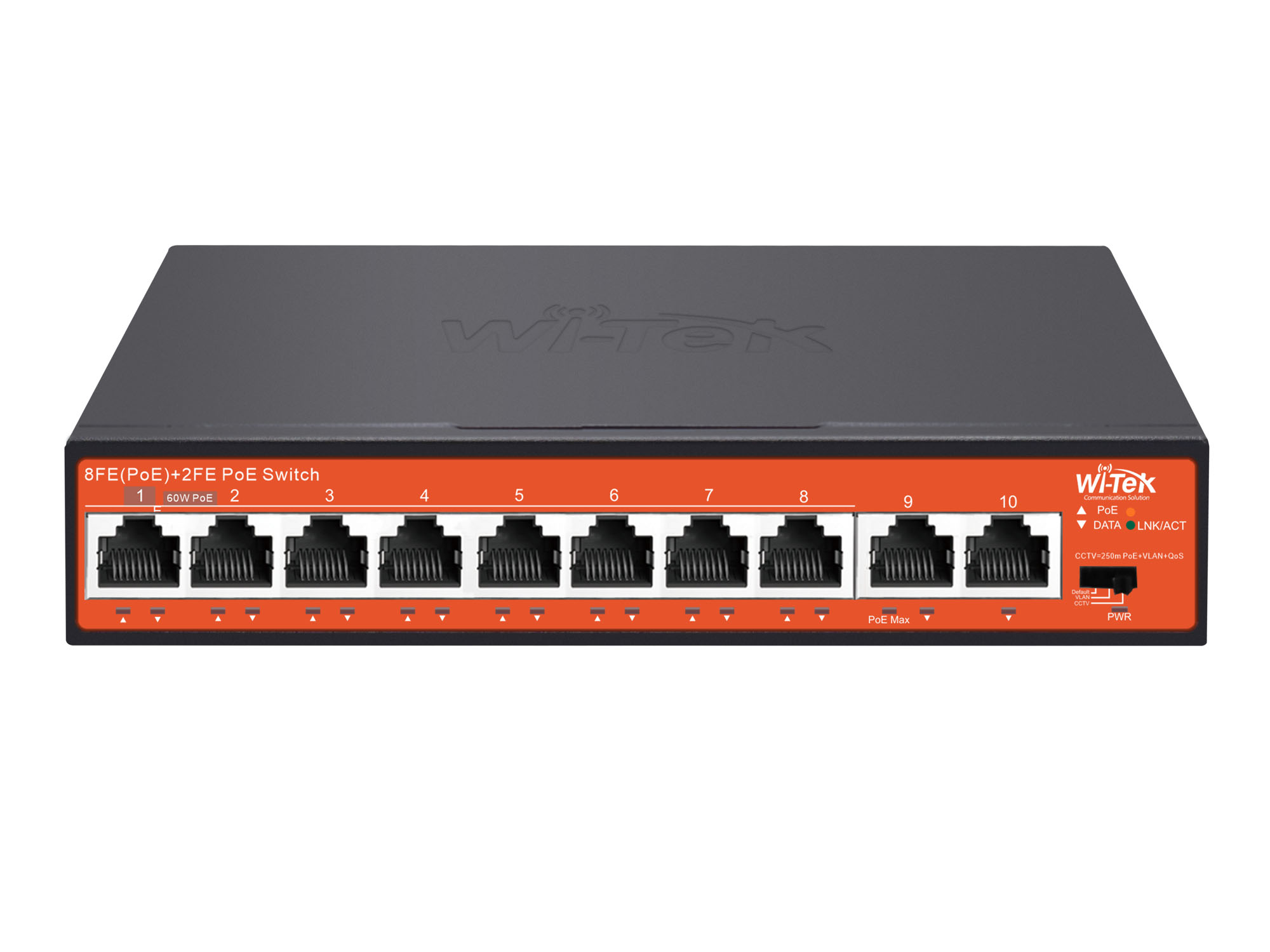 Коммутатор 8 PoE портов Wi-Tek WI-PS210 v4